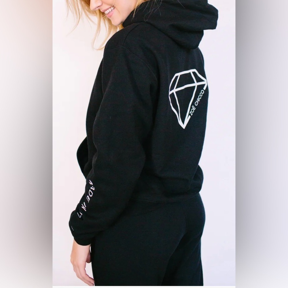 Zoe Chicco Women’s Black Champion Pullover Sweatshirt Hoodie Size: Large